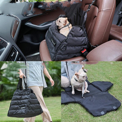 Black foldable pet travel bed and carrier by WoofyCo