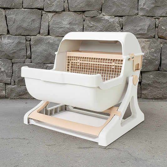 Sleek Kitty Corner Cat Litter Box in white