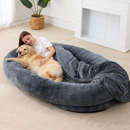 WoofyCo oversized dog bed for humans in dark gray